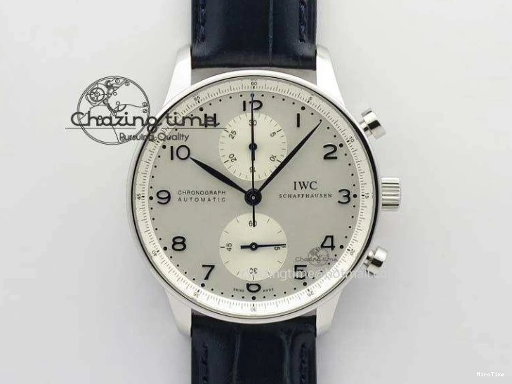MIROTIME 0715 UrbanStyle Portuguese IW371446 ZF 1:1 Best Edition SS White Dial Blue Markers On Blue Leather Strap  A79350 V 7270